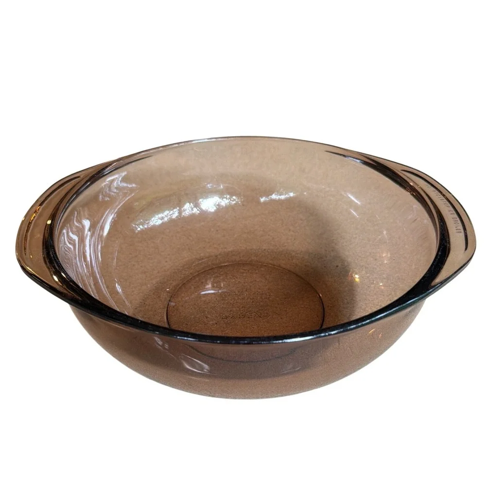 Pyrex Visions 1980s Vintage Brown Retro Serving Bowl | Amber Glass Casserole